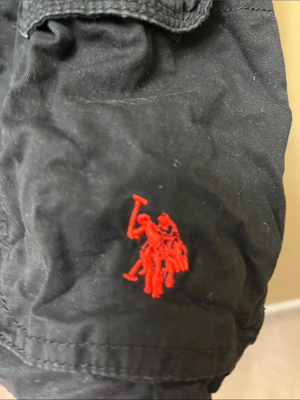 U.S. Polo Assn. Black Cargo Shorts with Red Pony
